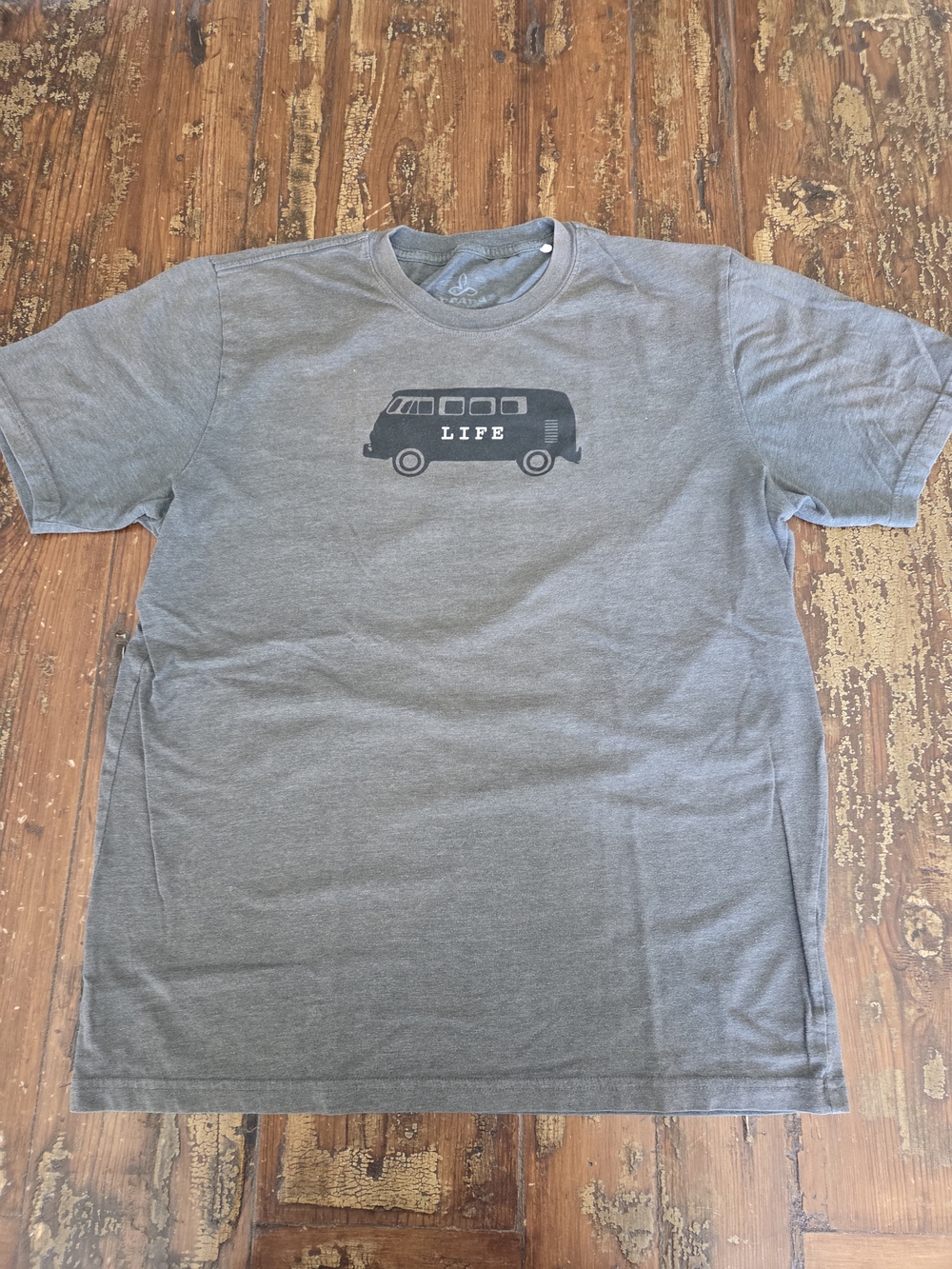 Prana Heather Gray  VAN LIFE Graphic Short Sleeve Men's T-shirt Size Large